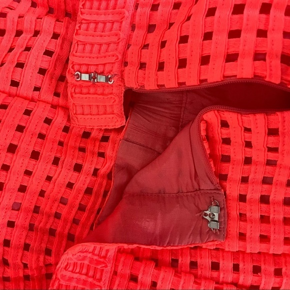 ANOTHER EDITION Japan sz S Bright Coral Orange Basket Woven Weave Skirt - Picture 4 of 7